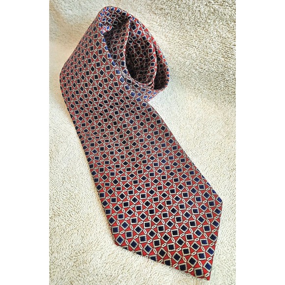 Lauren Ralph Lauren Other - Lauren Ralph Lauren Tie Red Blue Silver Geometric LRL‎ Green Label Designer Mens